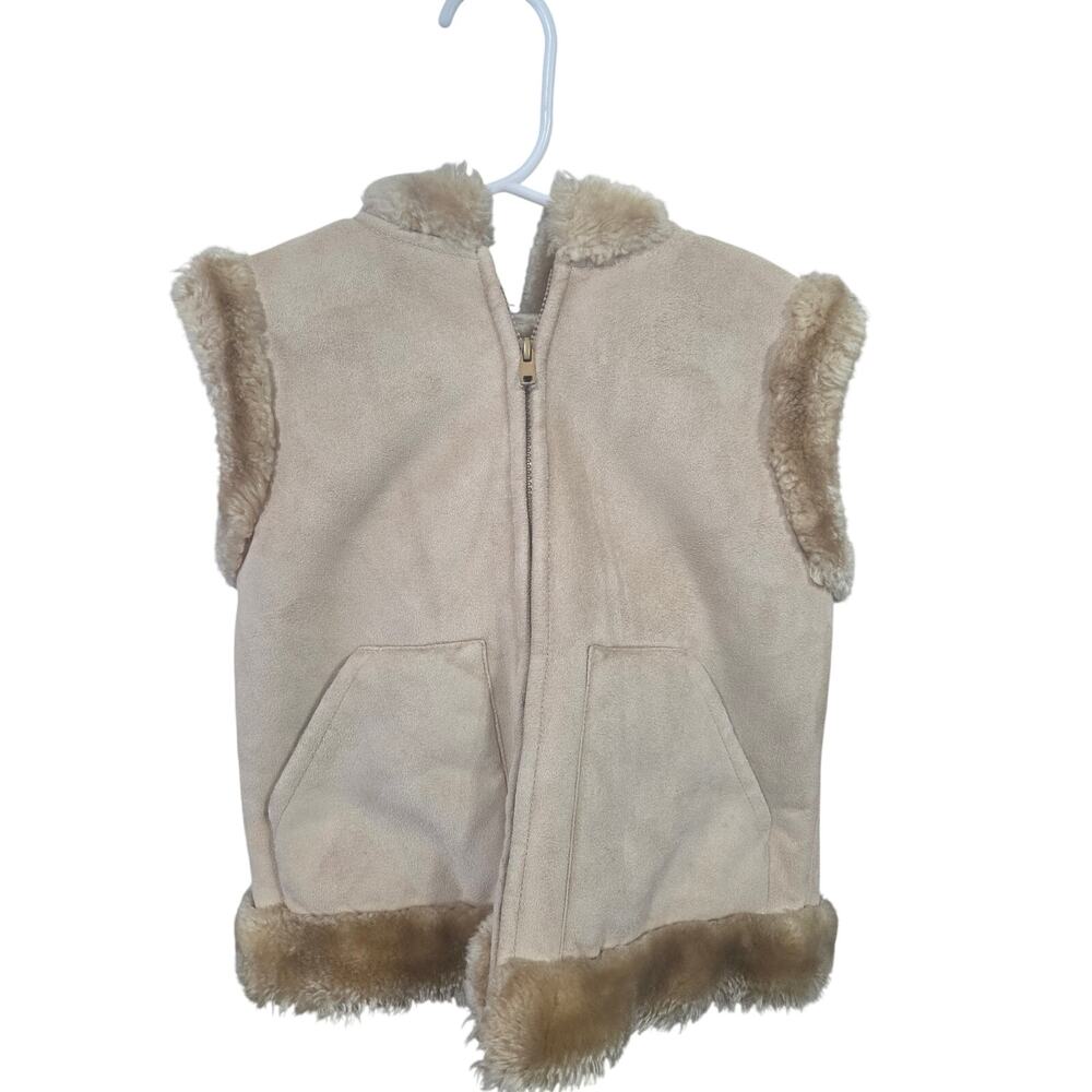 Beige Fur Lined Hooded Vest - Nicholas & Bears - 4T